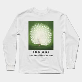 Ohara Koson Peacock Woodblock Design Long Sleeve T-Shirt